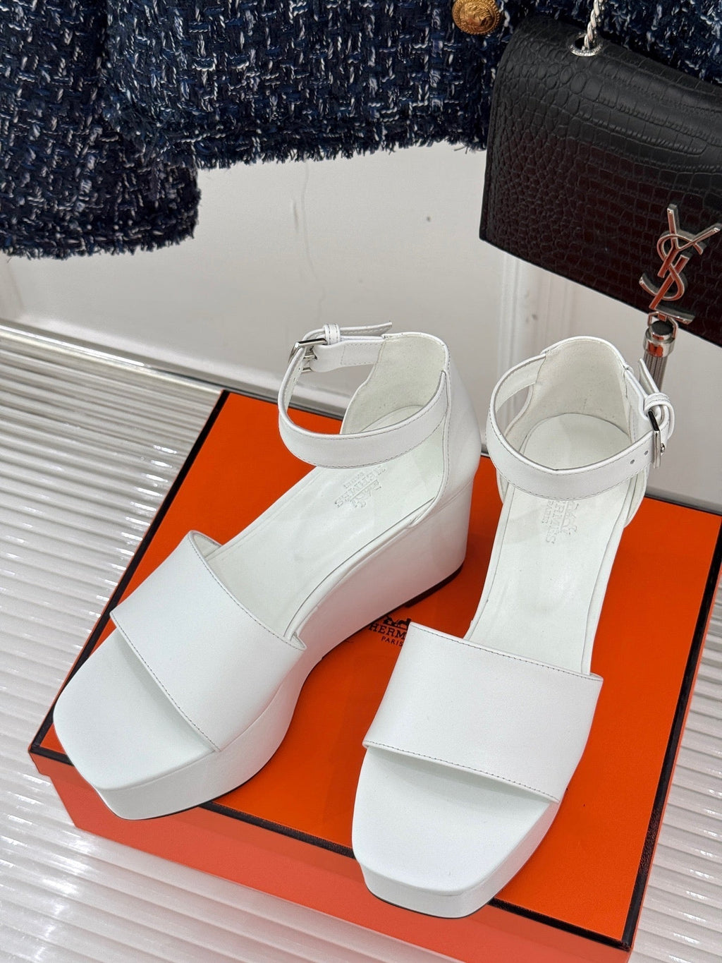 Hermes Illusion 35 Sandal in White Calfskin