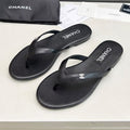 Chanel Thong Slippers in Black Cowhide