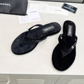 Chanel Thong Slippers in Black Velvet
