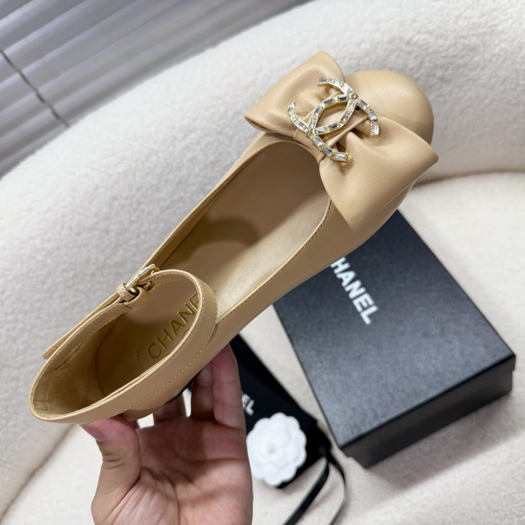 Chanel Mary Jane Shoes in Tortilla Brown Lambskin