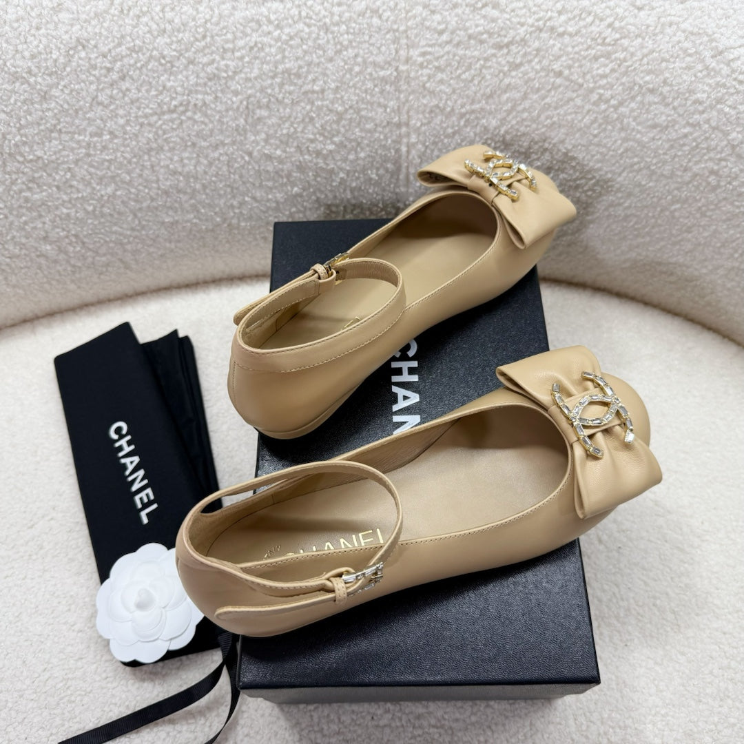 Chanel Mary Jane Shoes in Tortilla Brown Lambskin