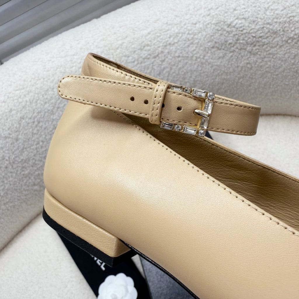 Chanel Mary Jane Shoes in Tortilla Brown Lambskin