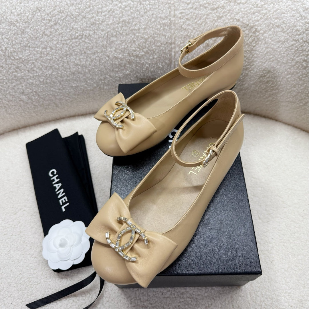 Chanel Mary Jane Shoes in Tortilla Brown Lambskin