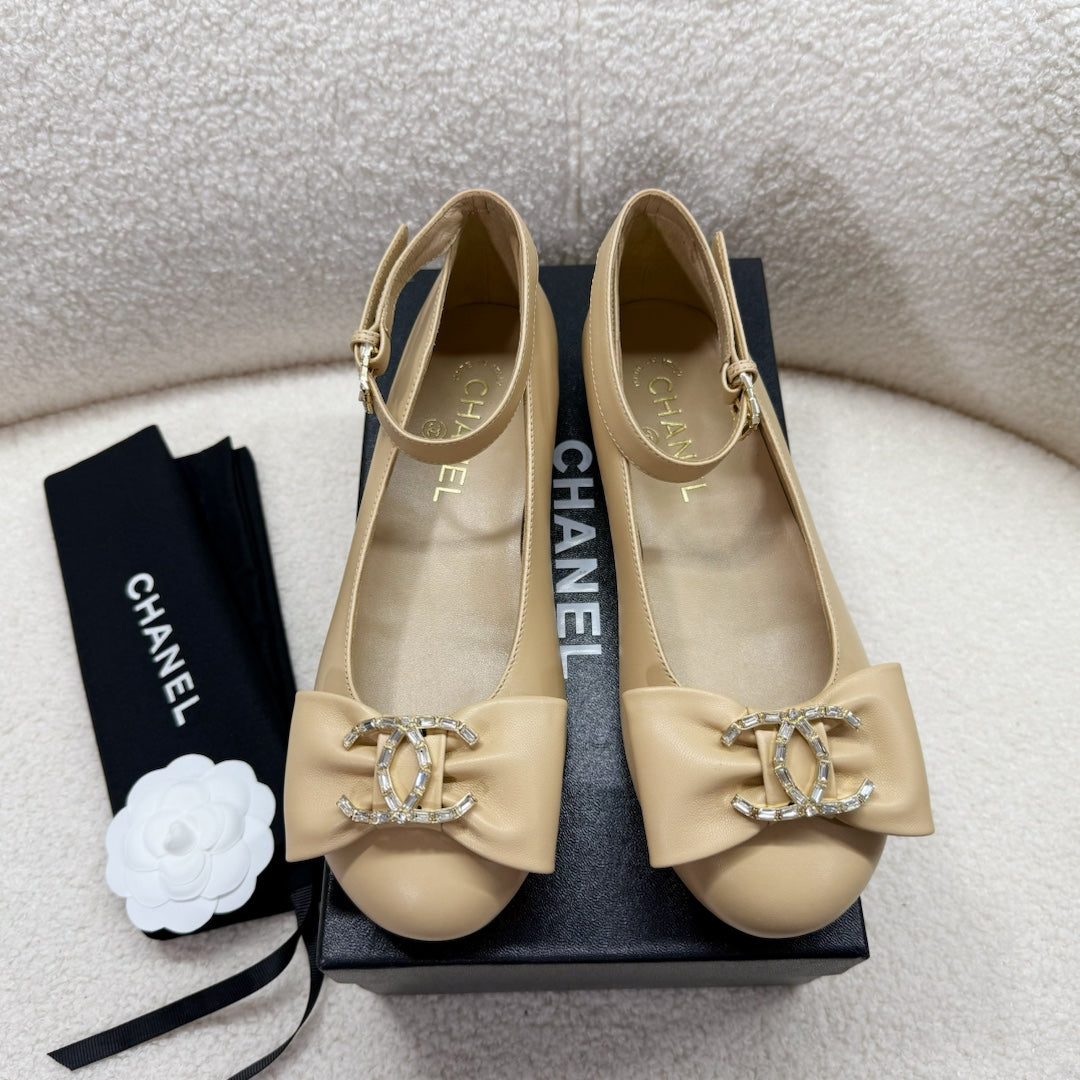 Chanel Mary Jane Shoes in Tortilla Brown Lambskin
