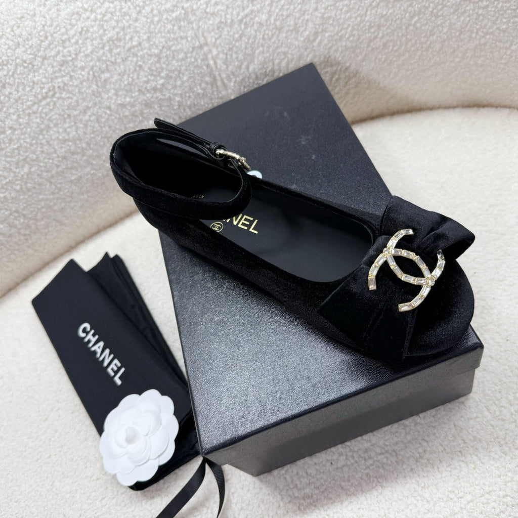 Chanel Mary Jane Shoes in Black Velvet