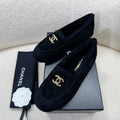 Chanel Loafer in Black Suede and Wool Lining