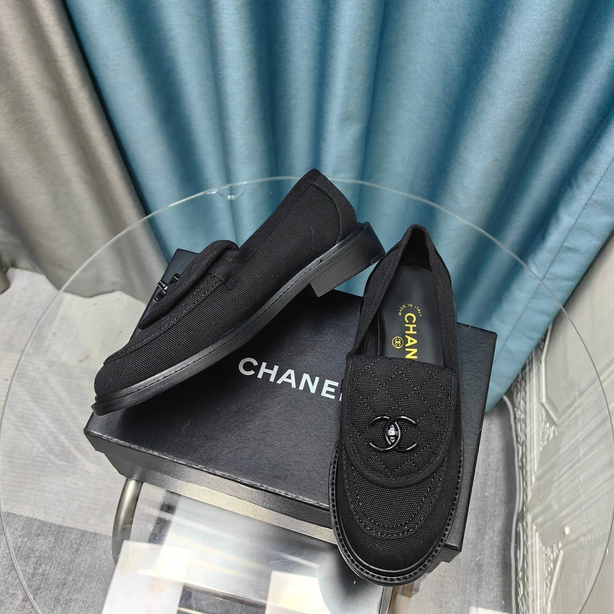 Chanel Moccasins Black Quilted Lambskin