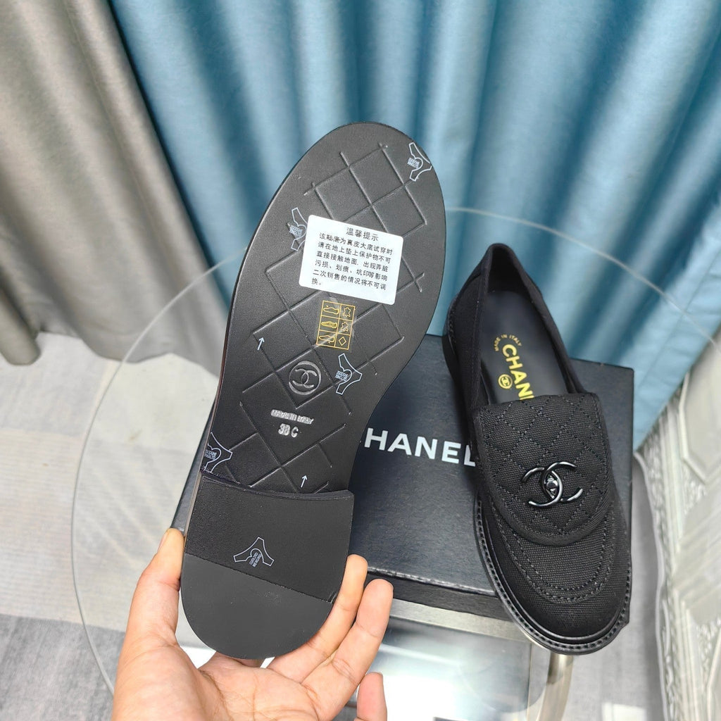 Chanel Moccasins Black Quilted Lambskin