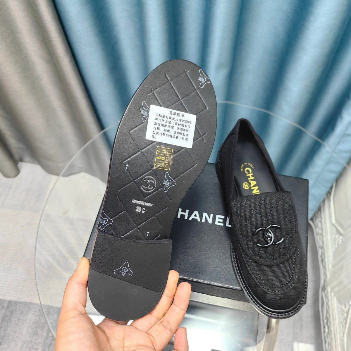 Chanel Moccasins Black Quilted Lambskin