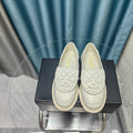 Chanel Moccasins White Quilted Lambskin
