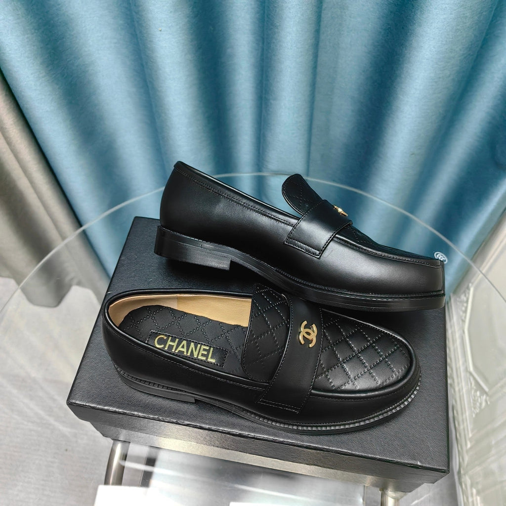 Chanel Moccasins Black Quilted Calfskin