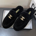 Chanel Loafers Mule in Black Suede and Fleece Lining