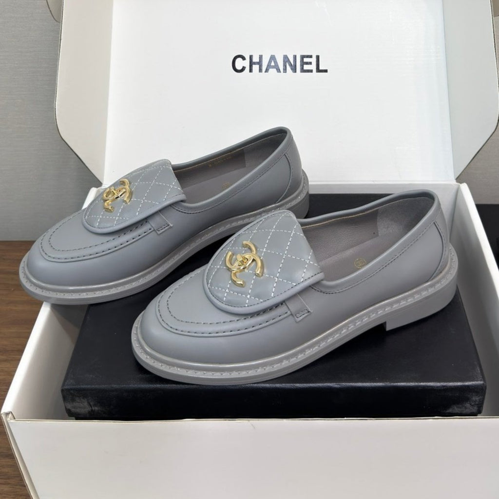 Chanel Moccasin 2.5 cm in Ash Gray Premium Lambskin