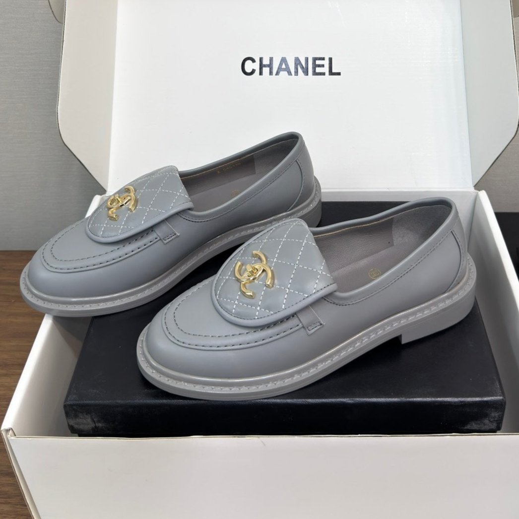 Chanel Moccasin 2.5 cm in Ash Gray Premium Lambskin