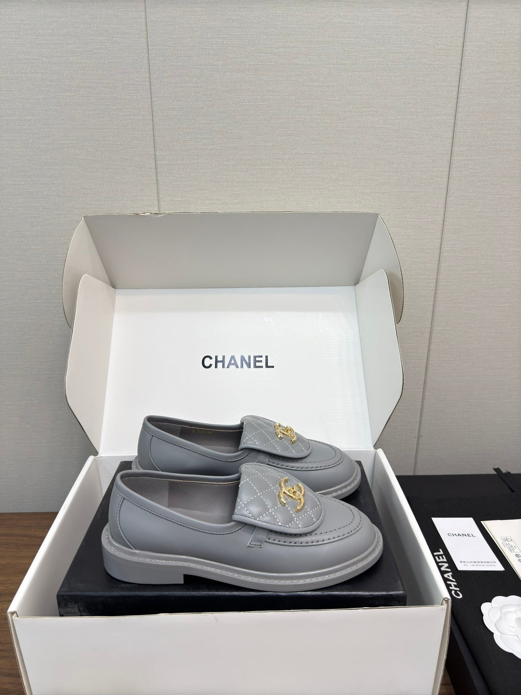 Chanel Moccasin 2.5 cm in Ash Gray Premium Lambskin