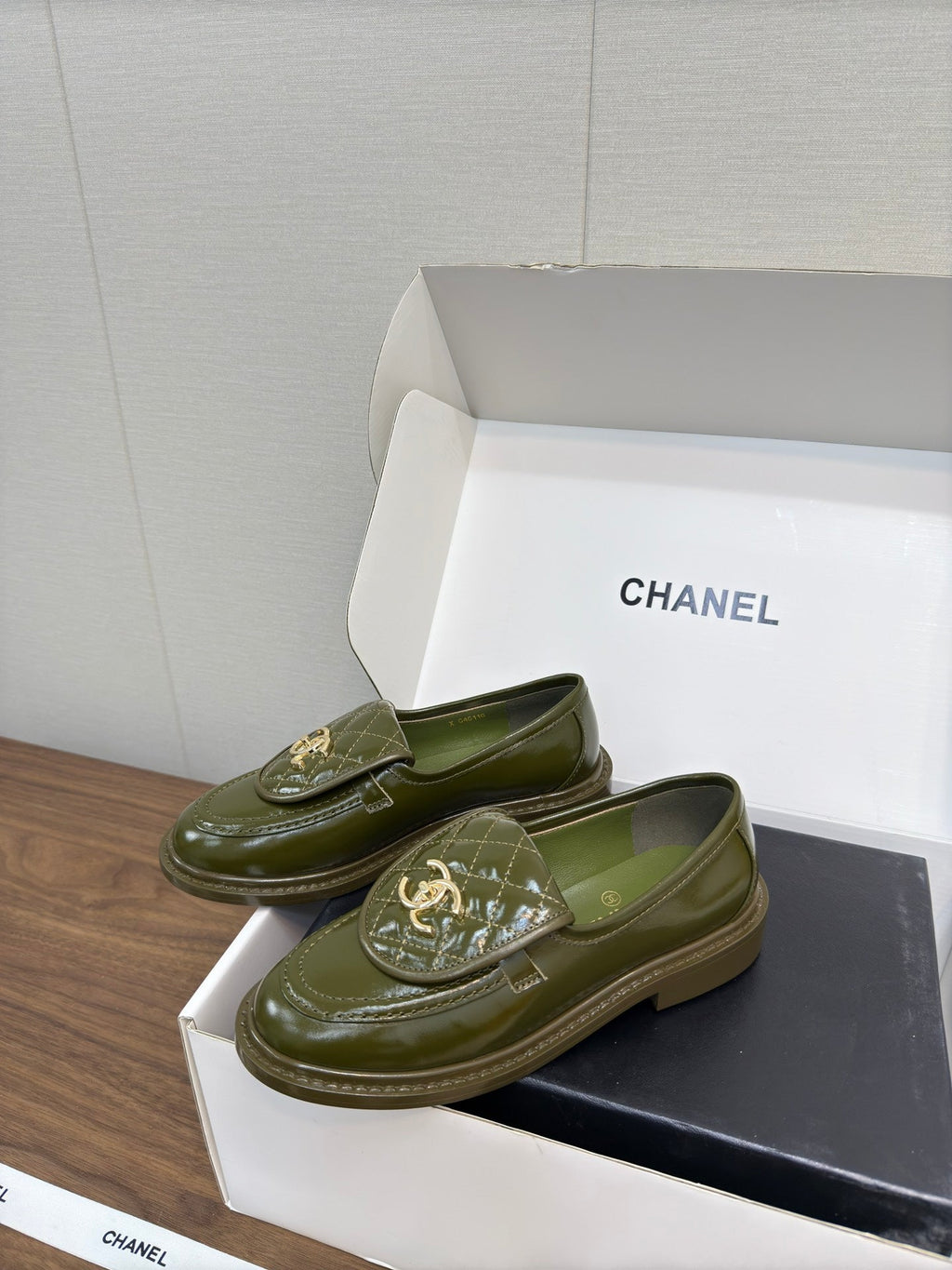 Chanel Moccasin 2.5 cm in Army Green Premium Lambskin