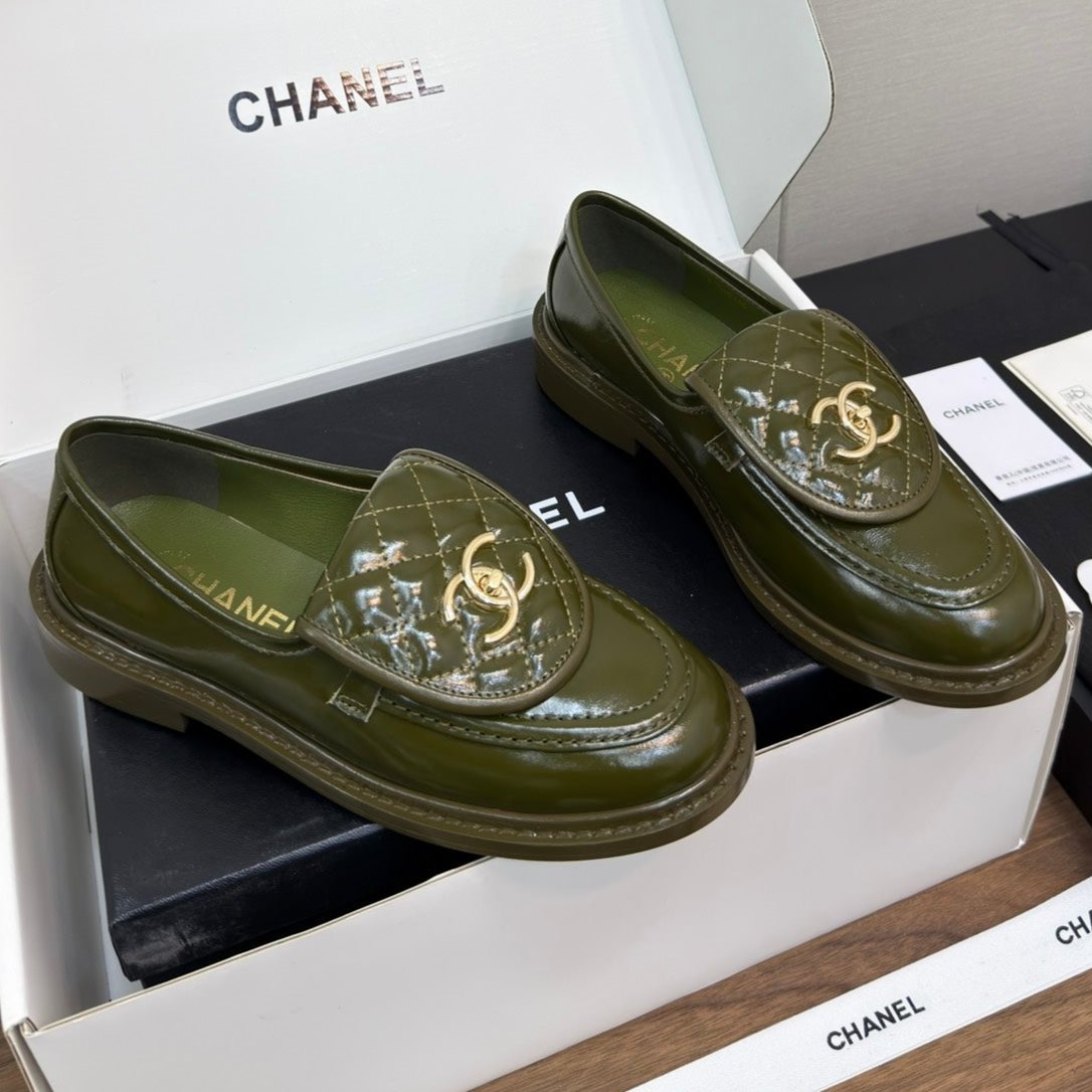 Chanel Moccasin 2.5 cm in Army Green Premium Lambskin