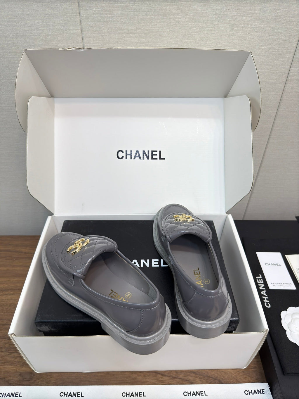 Chanel Moccasin 2.5 cm in Mouse Gray Premium Lambskin