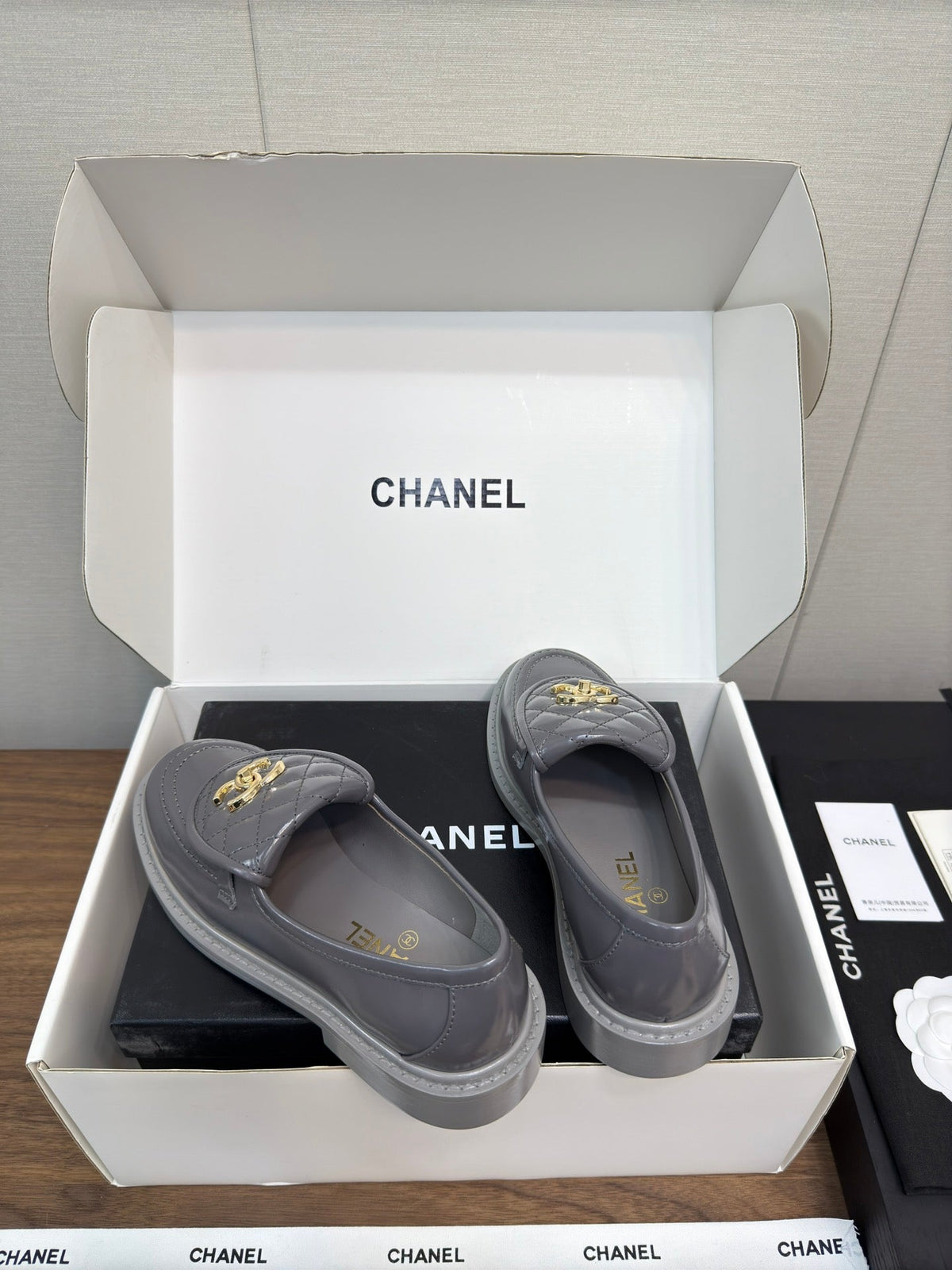 Chanel Moccasin 2.5 cm in Mouse Gray Premium Lambskin