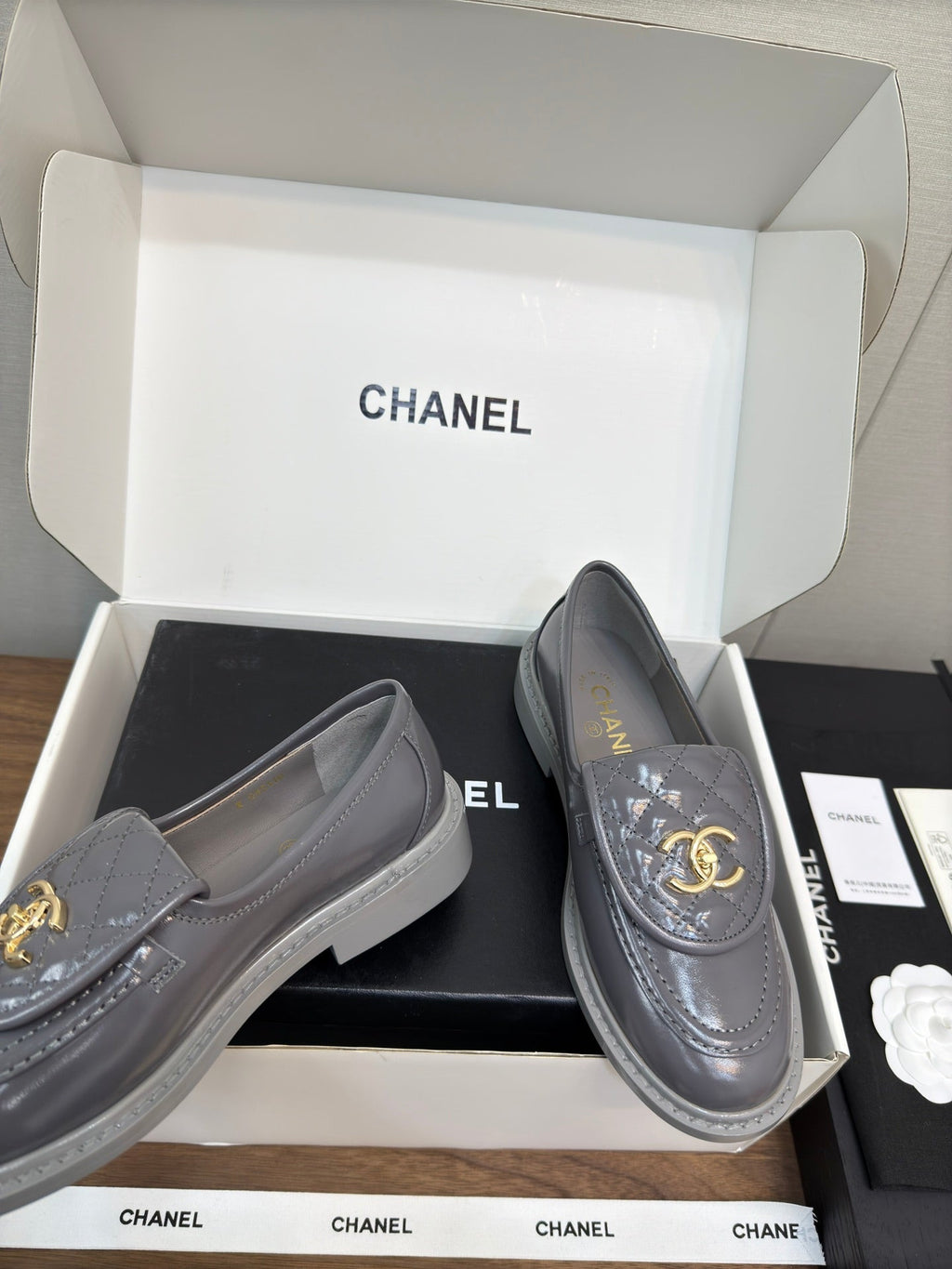 Chanel Moccasin 2.5 cm in Mouse Gray Premium Lambskin