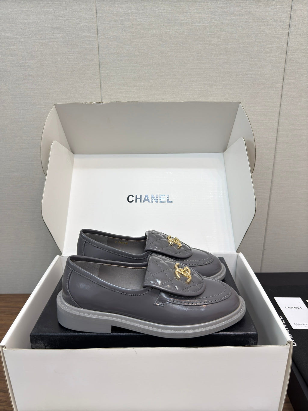 Chanel Moccasin 2.5 cm in Mouse Gray Premium Lambskin