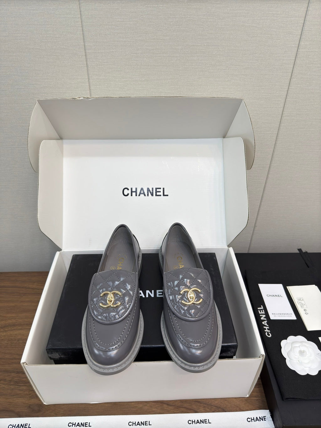 Chanel Moccasin 2.5 cm in Mouse Gray Premium Lambskin