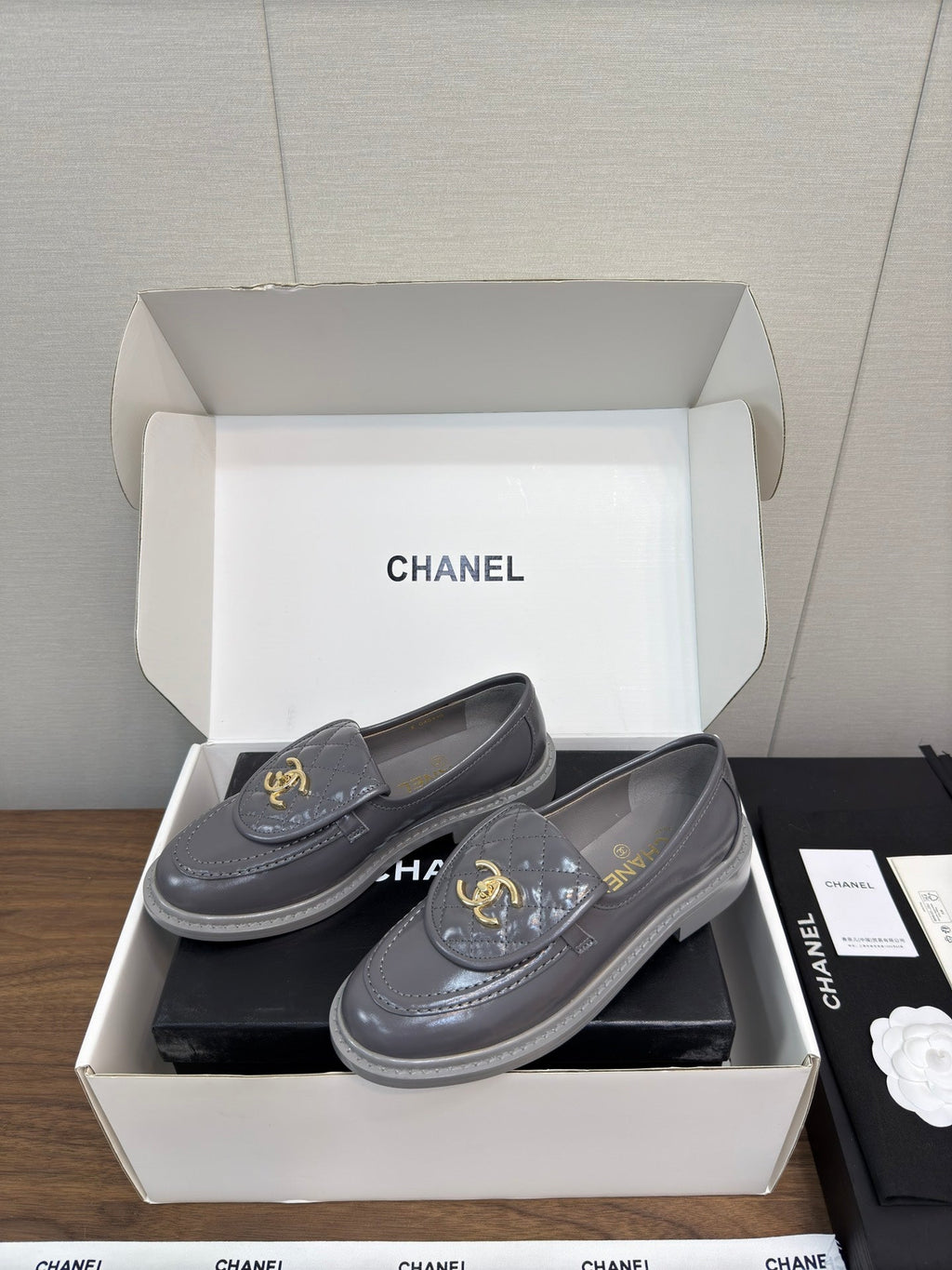 Chanel Moccasin 2.5 cm in Mouse Gray Premium Lambskin