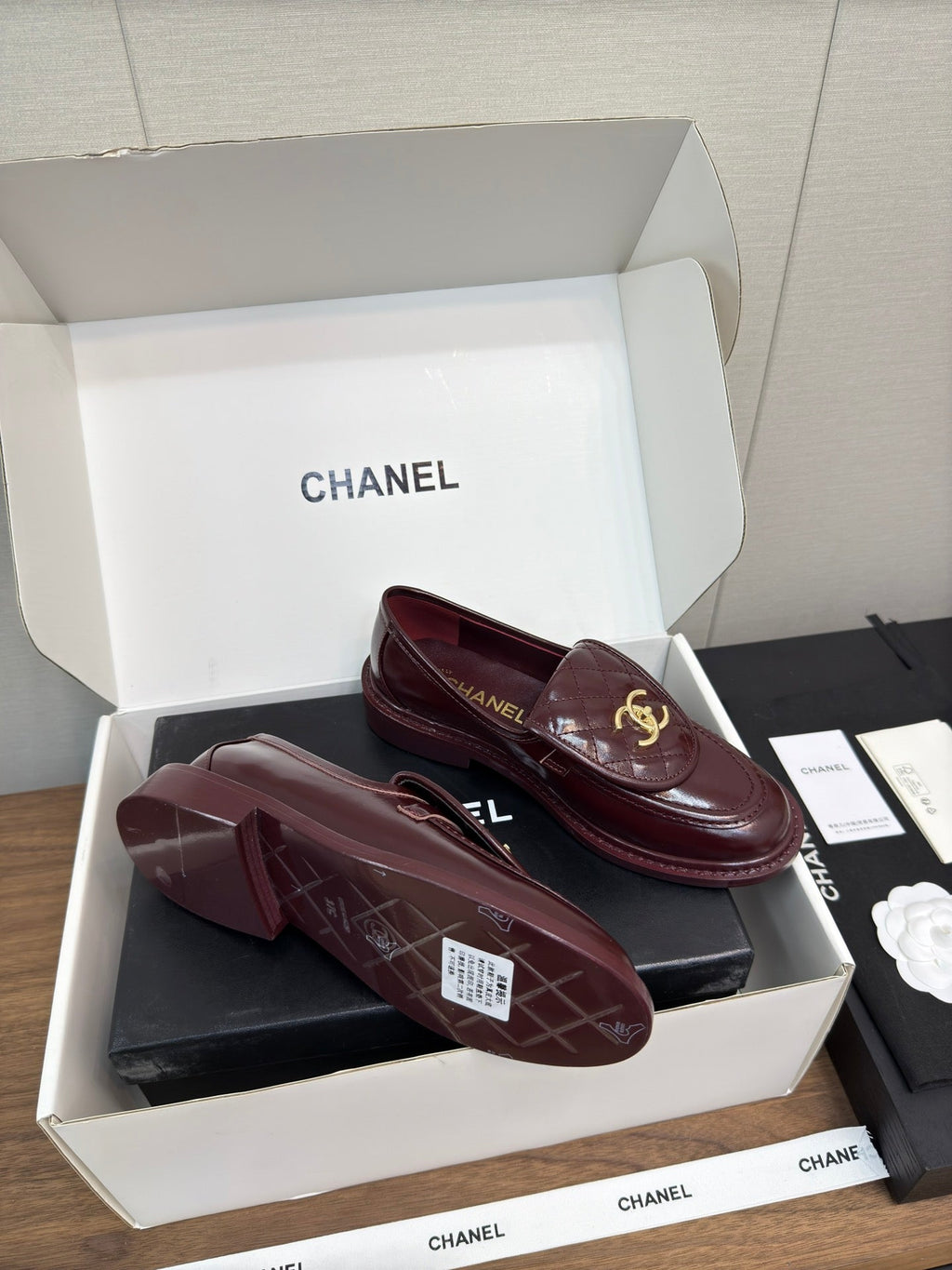 Chanel Moccasin 2.5 cm in Mahogany Red Premium Lambskin