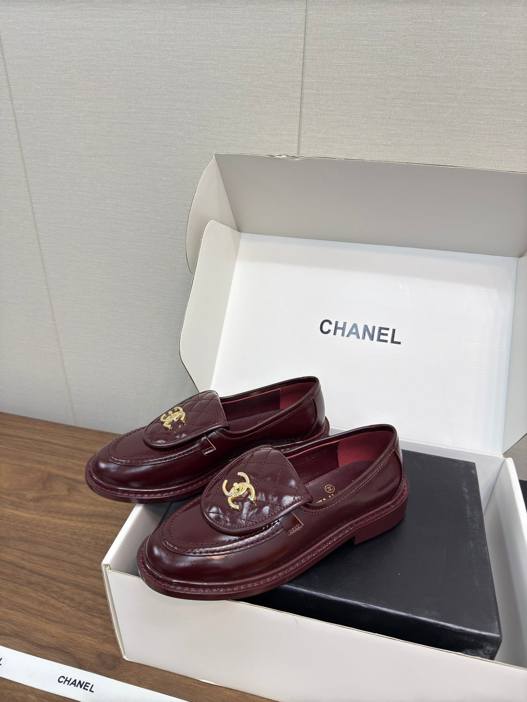 Chanel Moccasin 2.5 cm in Mahogany Red Premium Lambskin