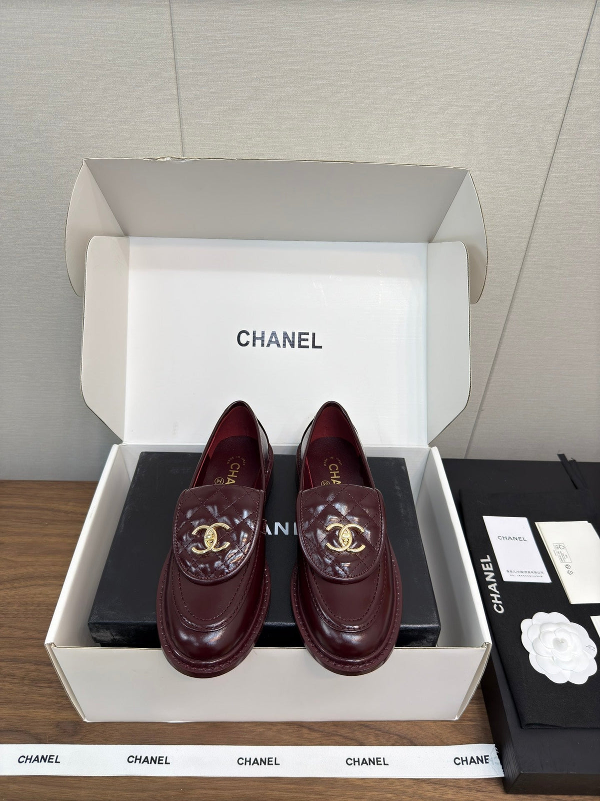 Chanel Moccasin 2.5 cm in Mahogany Red Premium Lambskin
