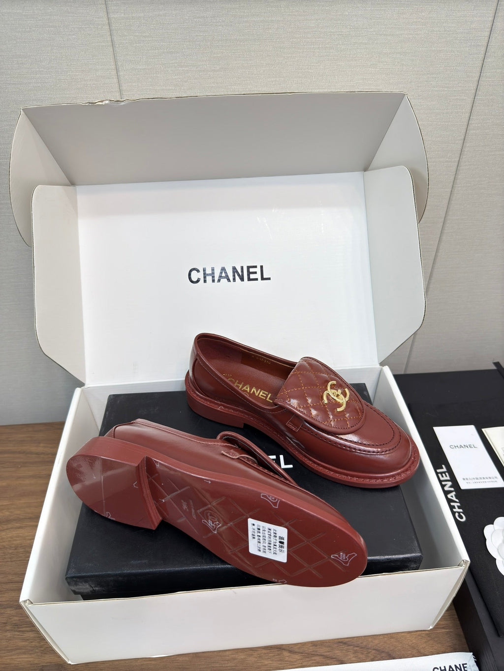 Chanel Moccasin 2.5 cm in Jam Red Premium Lambskin
