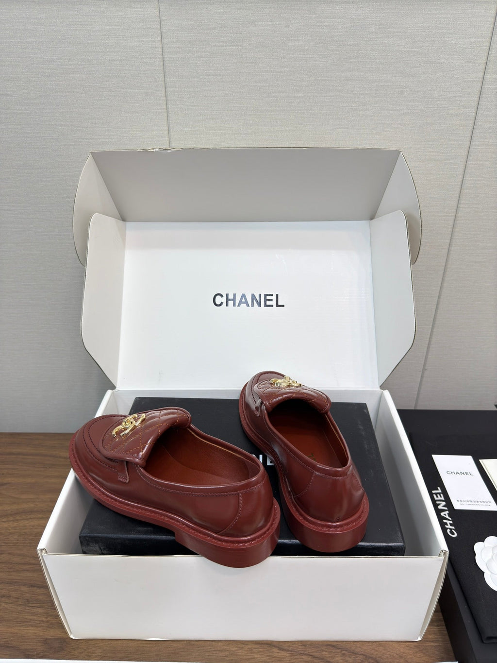 Chanel Moccasin 2.5 cm in Jam Red Premium Lambskin