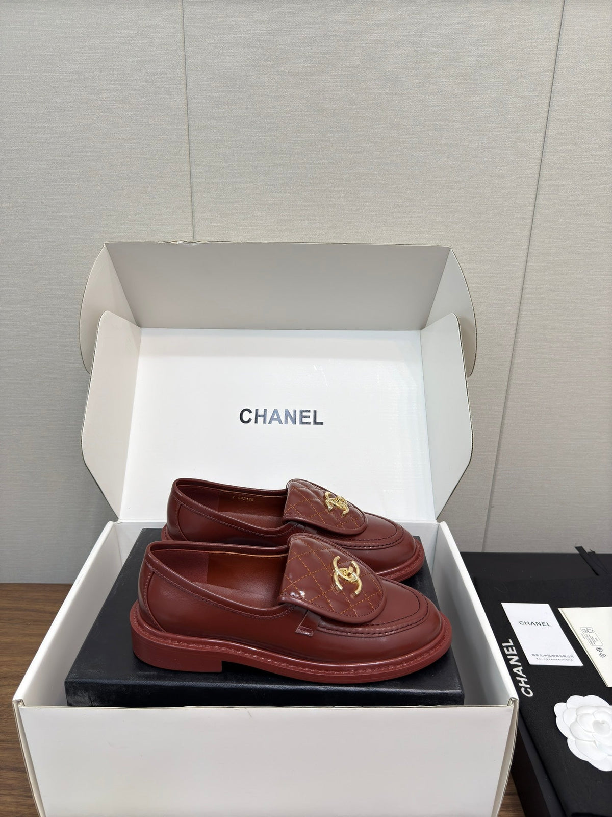 Chanel Moccasin 2.5 cm in Jam Red Premium Lambskin