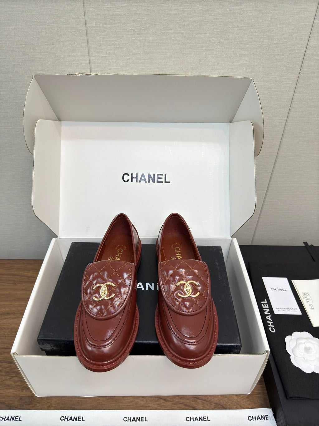 Chanel Moccasin 2.5 cm in Jam Red Premium Lambskin