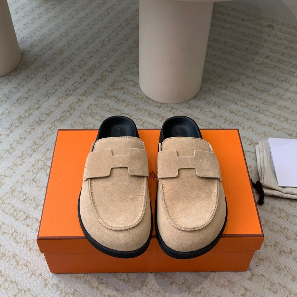 Hermes G0 Mule Pastel Pink Suede