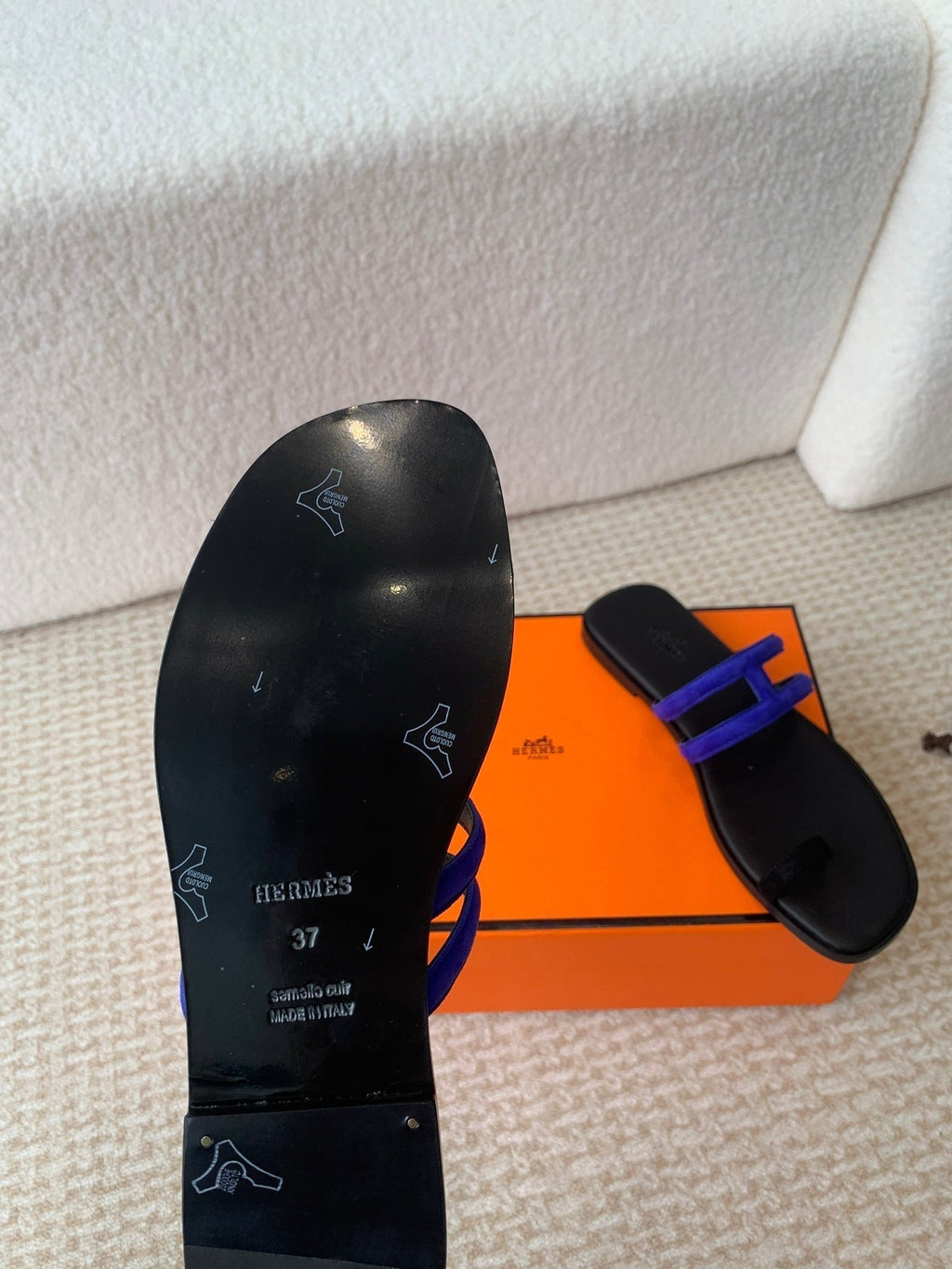 Hermes Georgia Sandals Black Mix Admiral Calfskin
