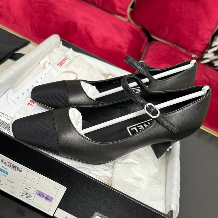 Chanel High Mary Jane in Black Calfskin and Satin
