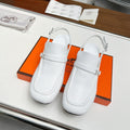 Hermes Square Toe Slingback Snow Calfskin