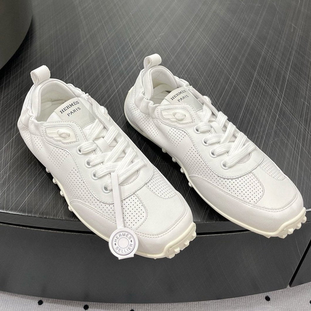 Hermes Trail Sneaker in White Calfskin