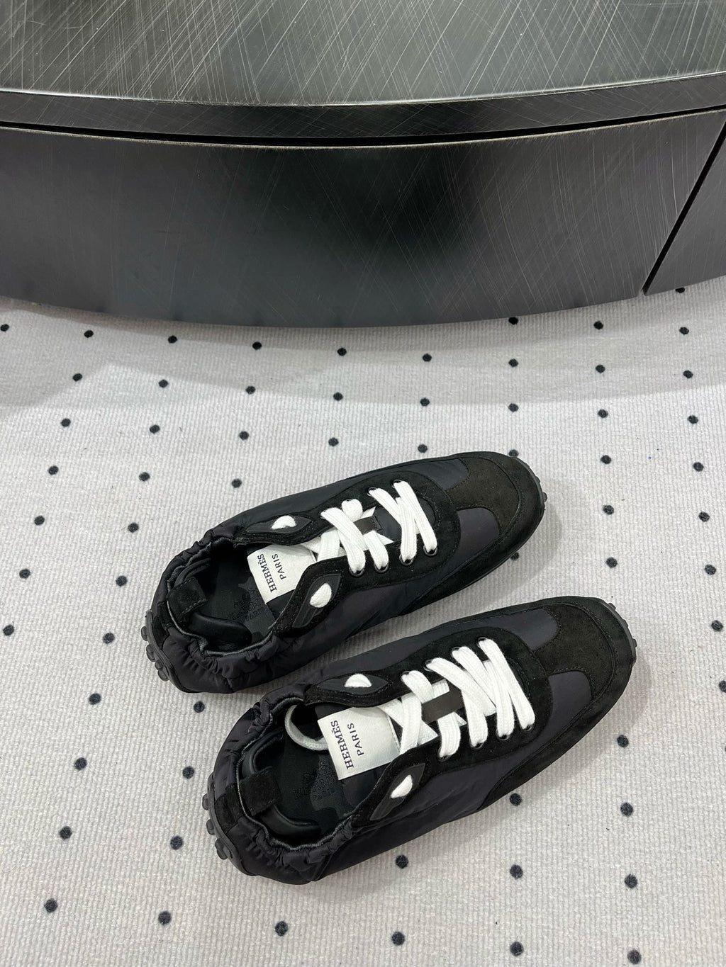 Hermes Trail Sneaker in Black Suede