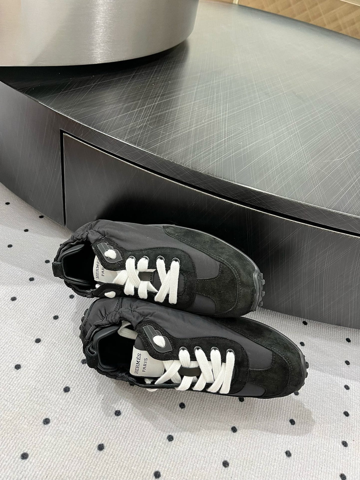 Hermes Trail Sneaker in Black Suede