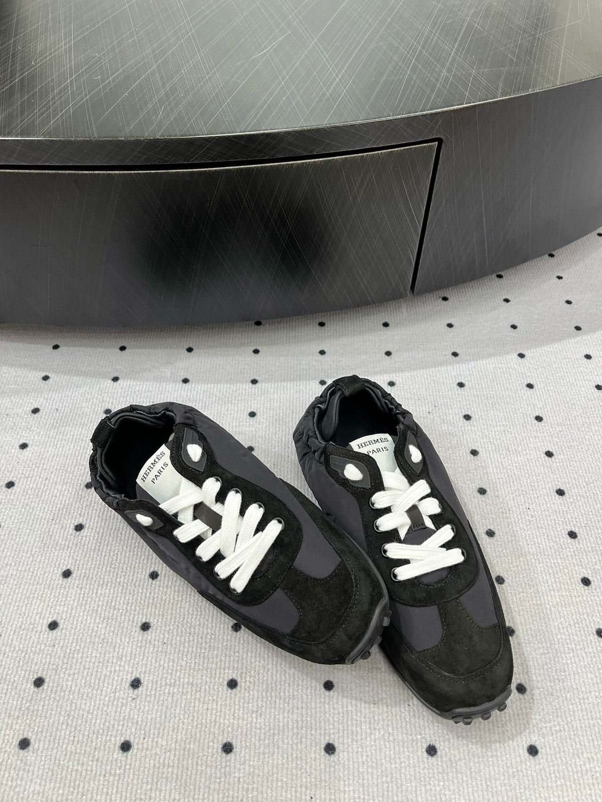 Hermes Trail Sneaker in Black Suede