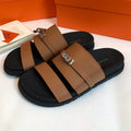 Hermes Gabriel Sandal Mule in Bronze Brown Calfskin
