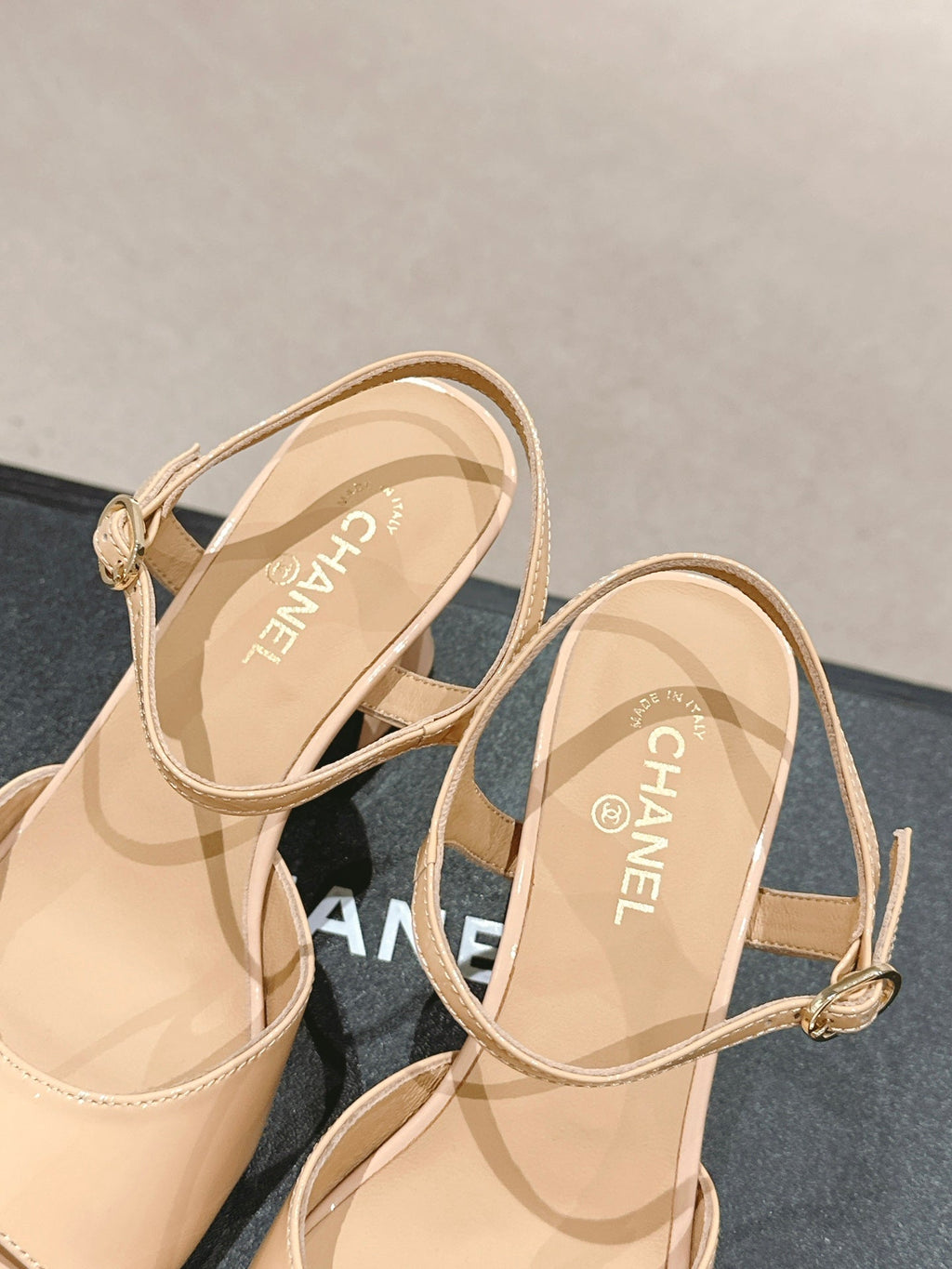 Chanel High Heels Sandal in Bisque Cream Lambskin