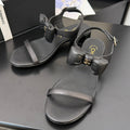 Chanel Flat Sandals 5 mm in Black Calfskin