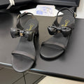 Chanel Mid Heel 45 mm Sandals in Black Calfskin