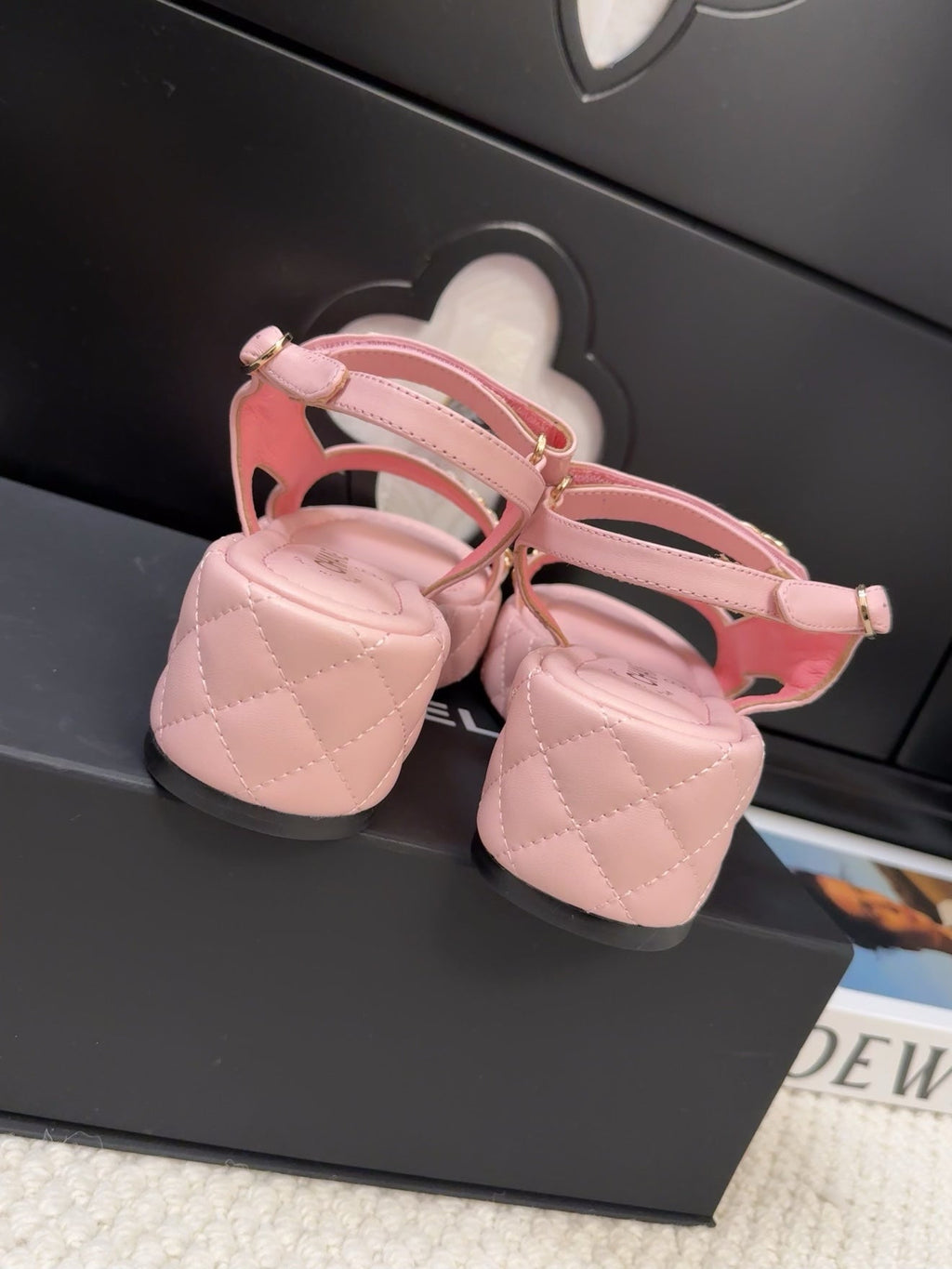 Chanel Thick-Soled Sandals 55 mm in Light Pink Calfskin