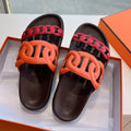 Hermes Extra Sandal in Cherry Red Mix Fire Orange Calfskin