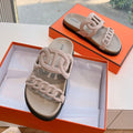 Hermes Extra Sandal in Nude Beige Suede