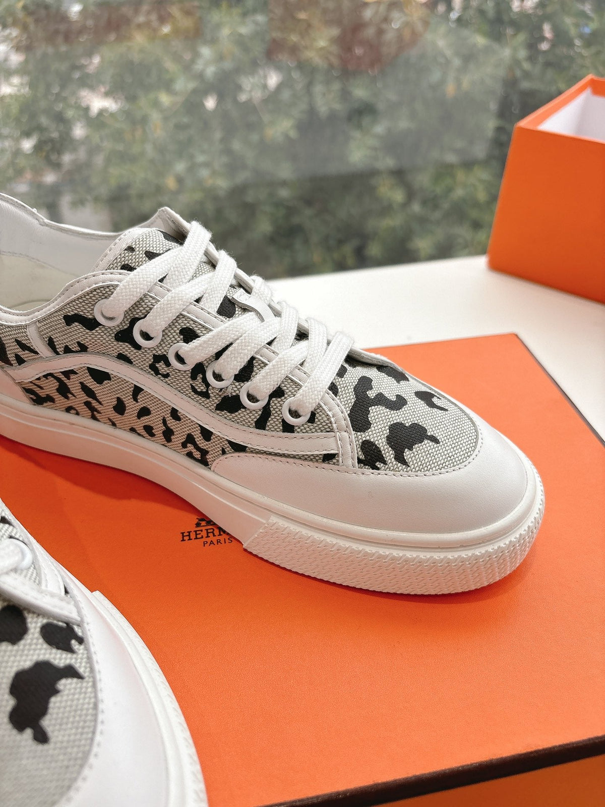 Hermes Get Sneaker in Black Mix Pale Gray Maxi Canvas and Calfskin